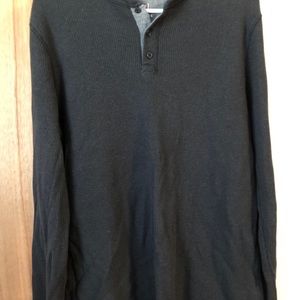 Black Knit Long- Sleeve Henley